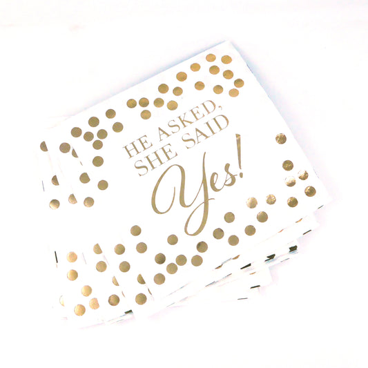 He Asked, She Said Yes! Beverage Napkins